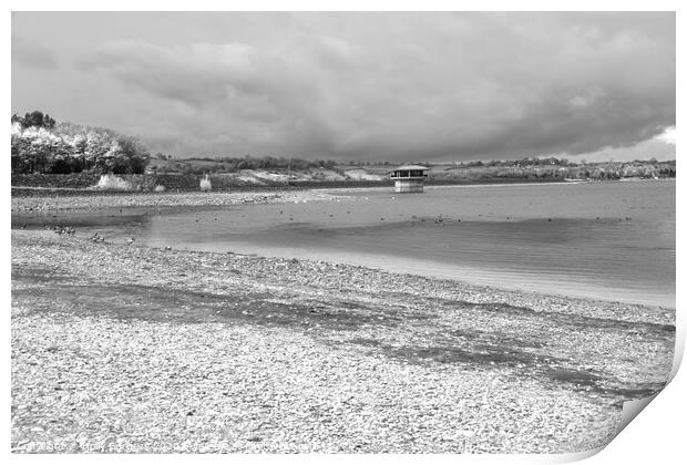 Carsington Waters, Derbyshire, black and white  Print by Holly Burgess