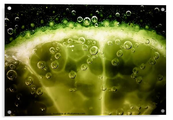 Lime slice in fizzy water Acrylic by Simon Bratt LRPS