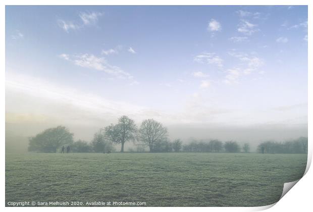 Misty meadows Print by Sara Melhuish