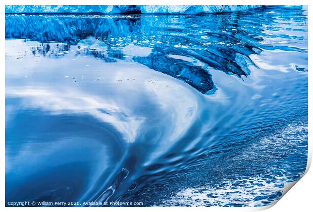 Snow Mountains Blue Glaciers Refection Dorian Bay Antarctica Print by William Perry