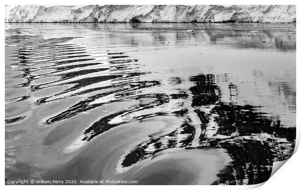 Black White Snow Mountains Glaciers Refection Abstract Dorian Ba Print by William Perry