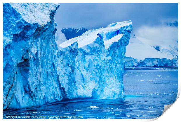 Iceberg Snow Mountains Blue Glaciers Dorian Bay Antarctica Print by William Perry