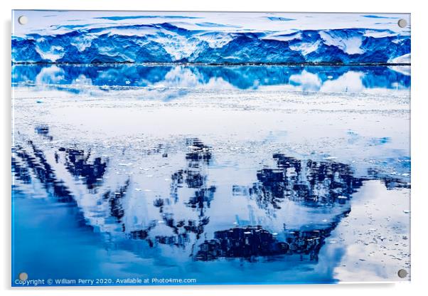 Snow Mountains Blue Glaciers Refection Dorian Bay Antarctica Acrylic by William Perry
