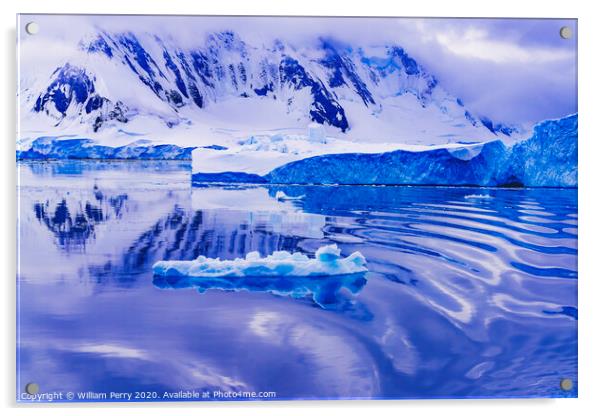 Snow Mountains Blue Glaciers Refection Dorian Bay Antarctica Acrylic by William Perry