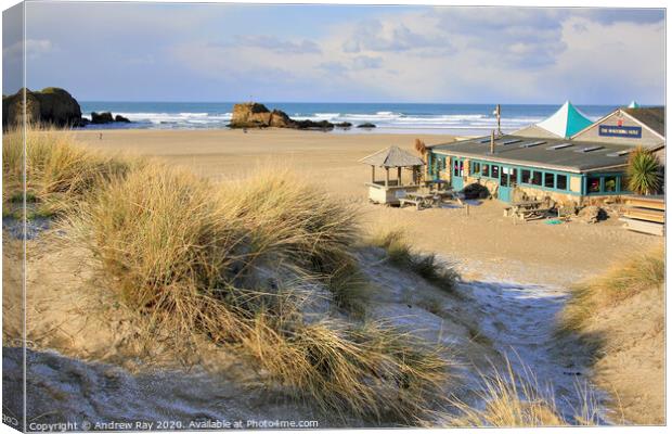 Winter at Perranporth Canvas Print by Andrew Ray