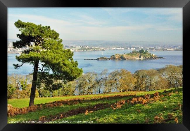 Drake's Island, Plymouth Sound. Framed Print by Neil Mottershead