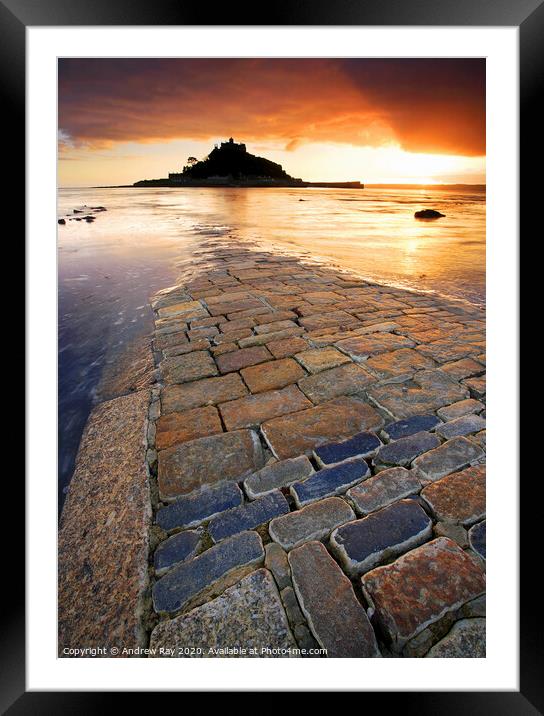 The Causeway (St Michael's Mount) Framed Mounted Print by Andrew Ray