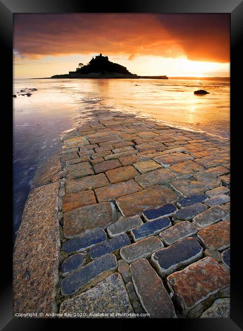 The Causeway (St Michael's Mount) Framed Print by Andrew Ray