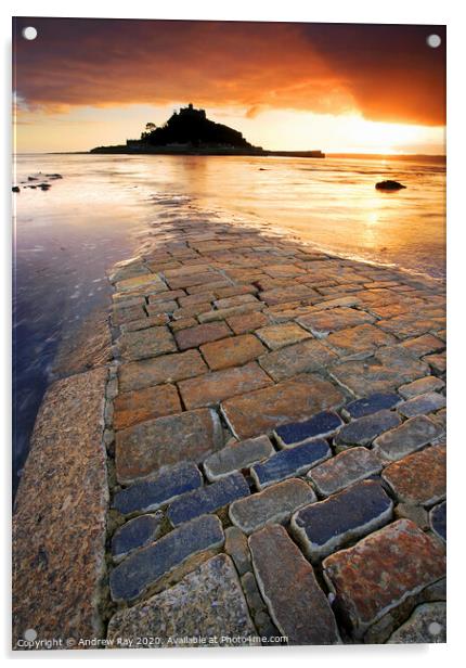 The Causeway (St Michael's Mount) Acrylic by Andrew Ray