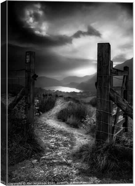 Twilight Gate at Llyn Gwynant Canvas Print by Alan Jenkinson