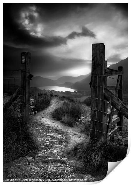 Twilight Gate at Llyn Gwynant Print by Alan Jenkinson