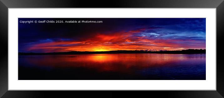 Dramatic colourful cloudy ocean sunrise. Framed Mounted Print by Geoff Childs