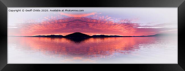 Pink Tropical Island Sunrise Seascape Framed Print by Geoff Childs