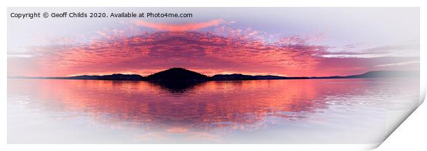 Pink Tropical Island Sunrise Seascape Print by Geoff Childs
