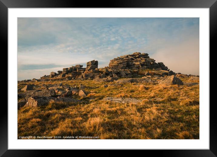 Middle Staple Tor Dartmoor in Winter Framed Mounted Print by Paul Brewer