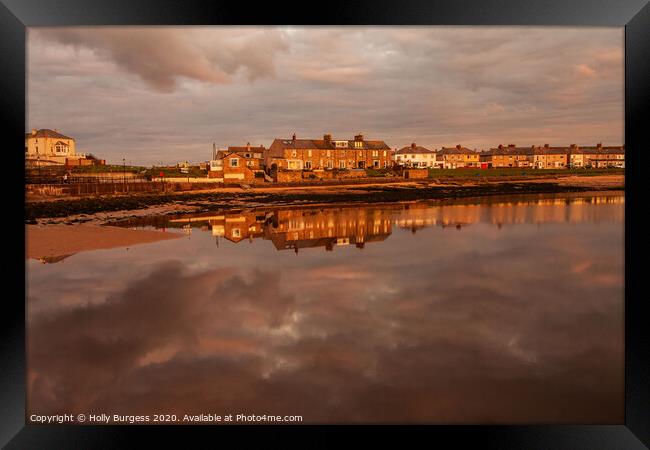 Amble by the Sea at sunset  Framed Print by Holly Burgess