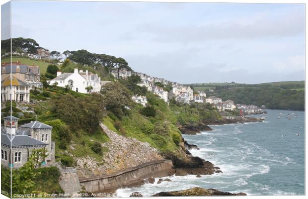 Looking across the coastal front of Fowey Canvas Print by Simon Marlow