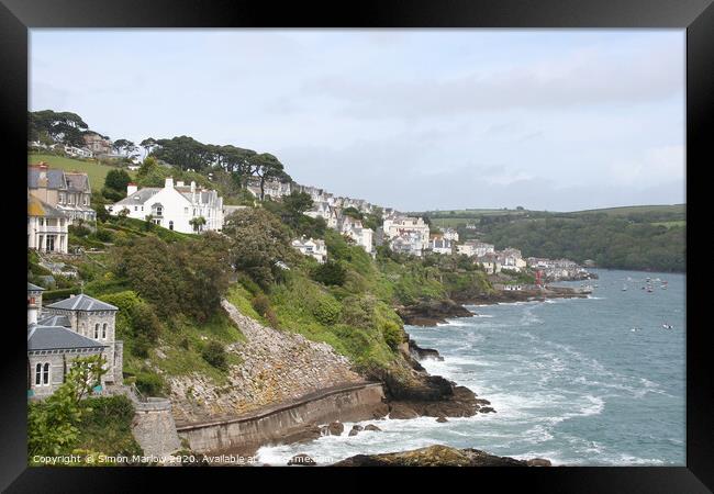 Looking across the coastal front of Fowey Framed Print by Simon Marlow