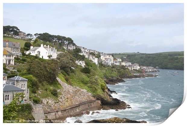 Looking across the coastal front of Fowey Print by Simon Marlow