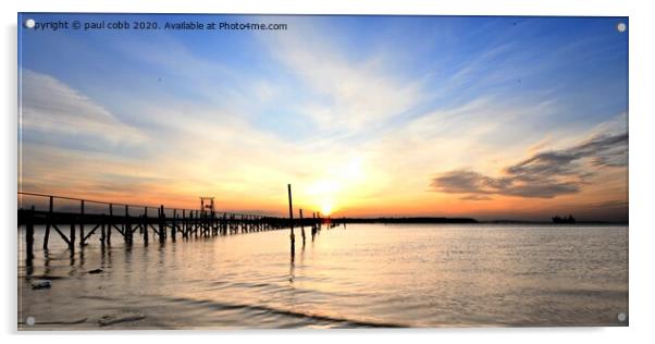 Sunset across the bay.  Acrylic by paul cobb