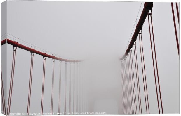 An abstract of Golden Gate Bridge covered in fog Canvas Print by PhotOvation-Akshay Thaker