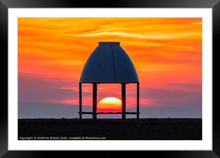 Folkestone beach shelter sunset 3 Framed Mounted Print by MARTIN WOOD