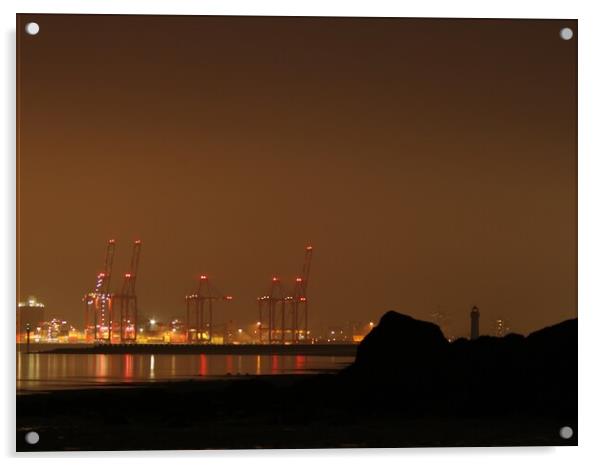 Evening  Mist over New Brighton  Seaside Lighthous Acrylic by Alexander Pemberton