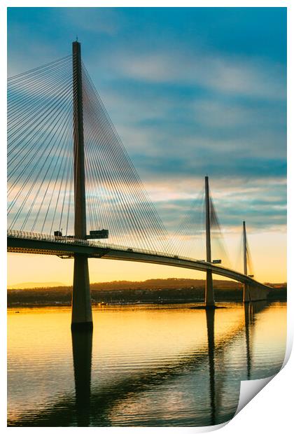 Golden Sunrise over Queensferry Bridge Print by Stuart Jack