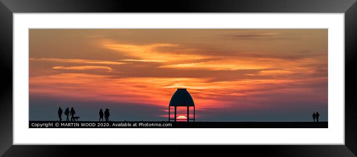 Folkestone beach shelter sunset 5 Framed Mounted Print by MARTIN WOOD