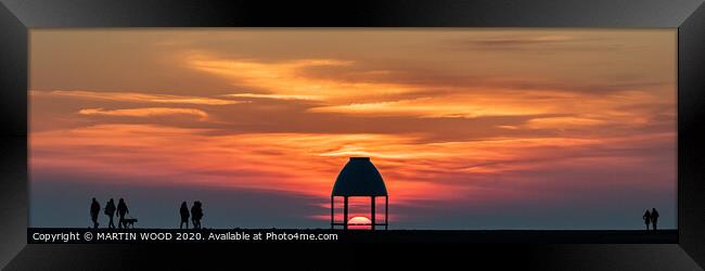 Folkestone beach shelter sunset 5 Framed Print by MARTIN WOOD