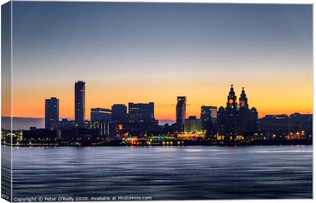Liverpool Waterfront at Dawn Canvas Print by Peter O'Reilly