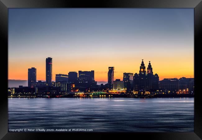 Liverpool Waterfront at Dawn Framed Print by Peter O'Reilly