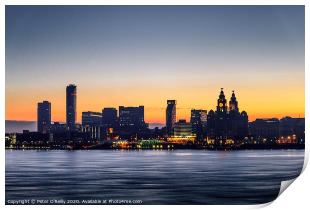 Liverpool Waterfront at Dawn Print by Peter O'Reilly