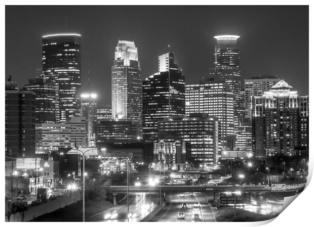 Minneapolis at Night Print by Jim Hughes