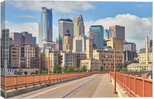 Minneapolis from the Stone Arch Bridge Canvas Print by Jim Hughes