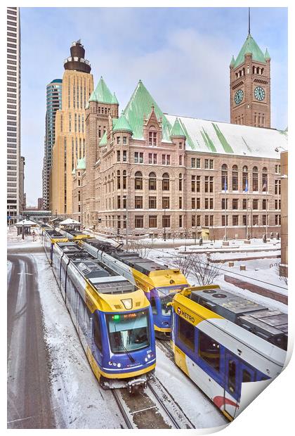 Minneapolis City Hall in winter Print by Jim Hughes