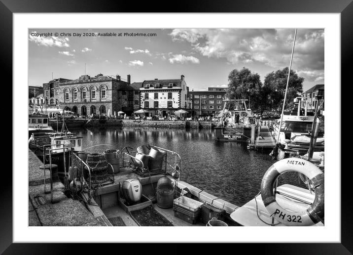Sutton Harbour West Framed Mounted Print by Chris Day