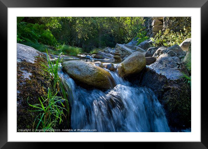 Waterfall in rio da Gralheira - Portugal Framed Mounted Print by Angelo DeVal