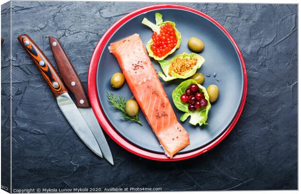 Delicious salted salmon Canvas Print by Mykola Lunov Mykola