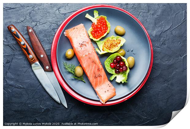 Delicious salted salmon Print by Mykola Lunov Mykola