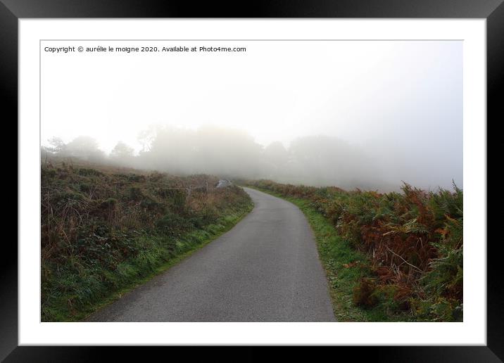 Road in the fog Framed Mounted Print by aurélie le moigne