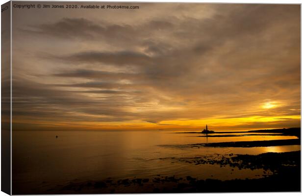 Golden Dawn at St Mary's Island Canvas Print by Jim Jones