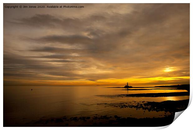 Golden Dawn at St Mary's Island Print by Jim Jones