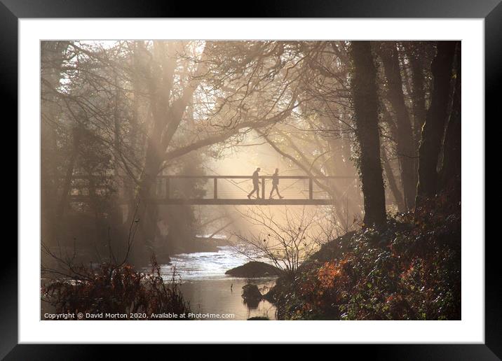 Footbridge Across River Teign Framed Mounted Print by David Morton