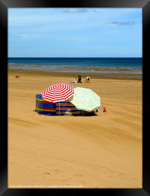 Parasol party at Mablethorpe in Lincolnshire. Framed Print by john hill