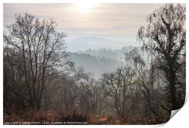 View of Dartmoor across the Teign Valley from Castle Drogo in November Print by David Morton