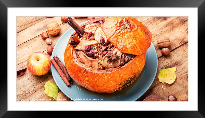Pumpkin stuffed with dried fruits Framed Mounted Print by Mykola Lunov Mykola