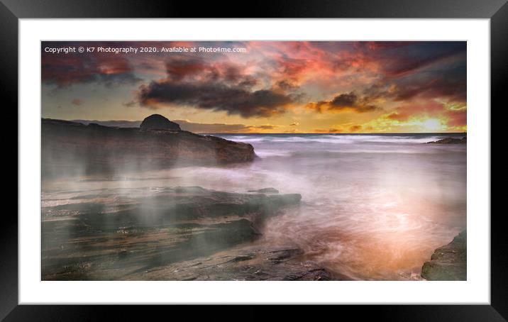  Gull Rock and Trebarwith Strand, North Cornwall Framed Mounted Print by K7 Photography
