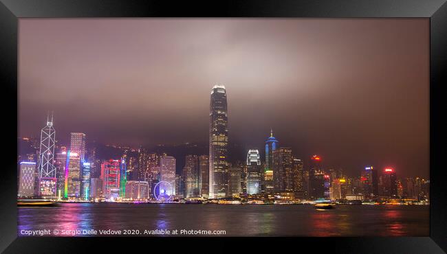 night view of Hong Kong island Framed Print by Sergio Delle Vedove