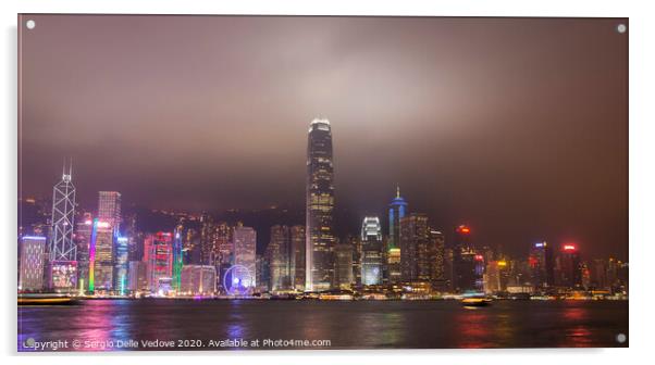 night view of Hong Kong island Acrylic by Sergio Delle Vedove